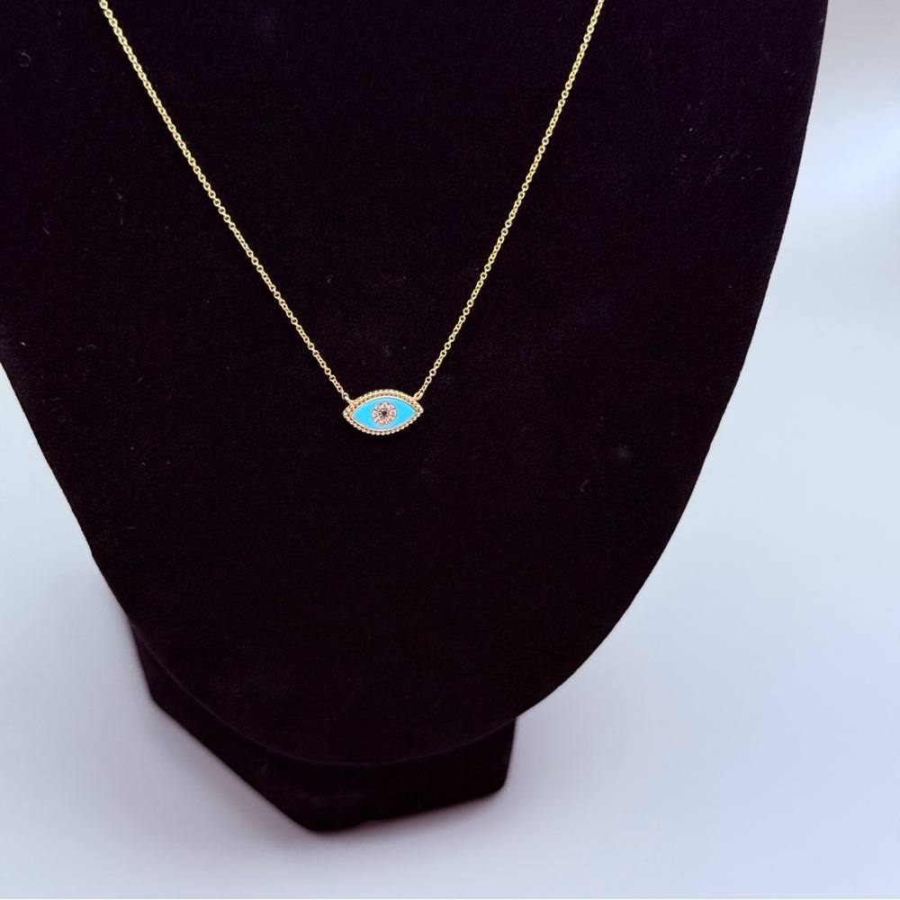 EFFY Sapphire & Diamond Accent Evil Eye 18" Pendant Necklace in 14k Gold - Picture 7 of 7